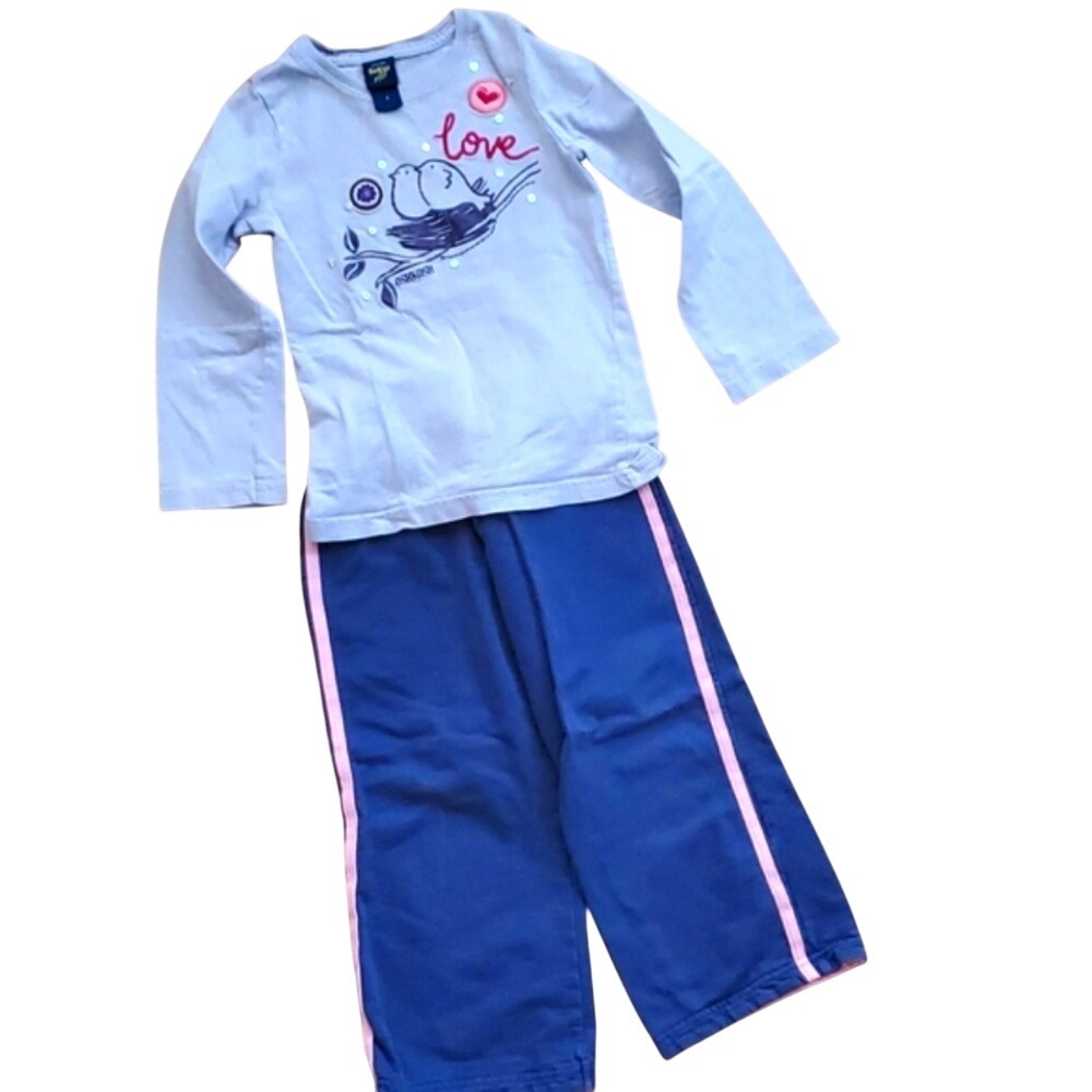 OshKosh Girls Purple Long Sleeve Birds Shirt with Pants Outfit Size 4